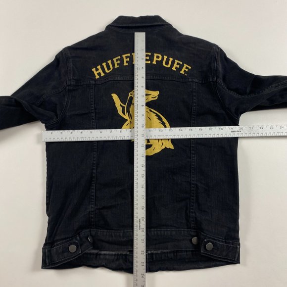 Harry Potter Hufflepuff Denim Jean Jacket Womens Large Black Cotton Stretch - Picture 9 of 14